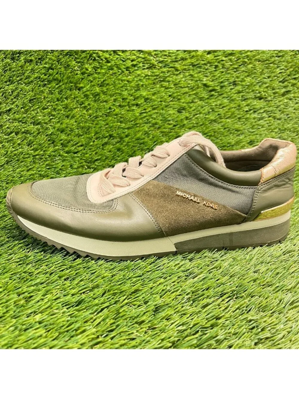 Michael Kors Allie Womens Size 11 Olive Green Athletic Training Shoes Sneakers
